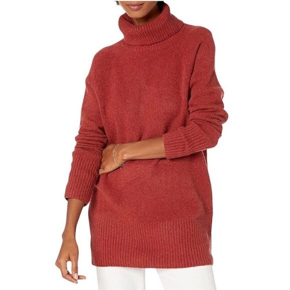 Goodthreads Women Boucle Turtleneck Sweater Rust Heather Size Large - Picture 2 of 6